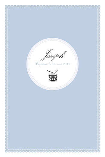 Menu de baptême Tambour bleu Menu de baptême Tambour bleu