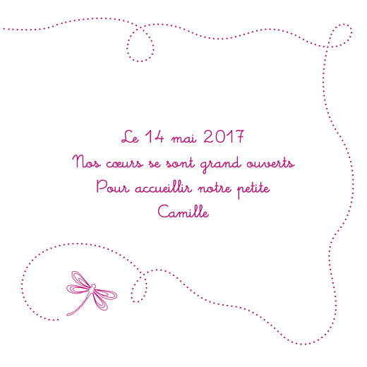 Faire-part de naissance Libellule 5 photos 4 pages rose Faire-part de naissance Libellule 5 photos 4 pages rose