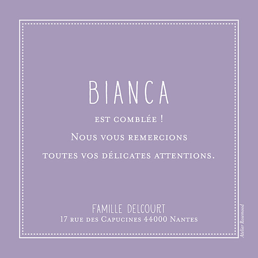 Carte de remerciement Merci petites rayures lilas Carte de remerciement Merci petites rayures lilas