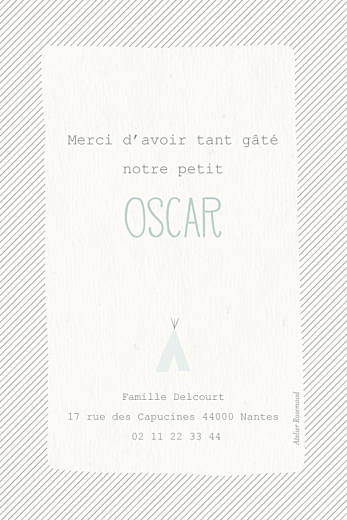 Carte de remerciement Petits tipis beige vert Carte de remerciement Petits tipis beige vert
