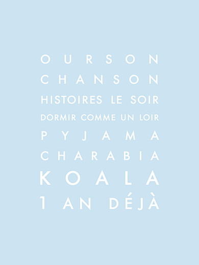 Affichette Justifié bleu clair Affichette Justifié bleu clair