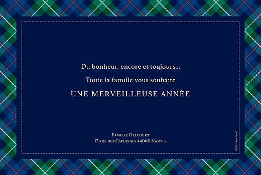 Carte de voeux Écossais bleu & vert - Verso Carte de voeux Écossais bleu & vert - Verso