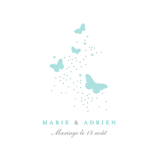 Carton d'invitation mariage Papillons carré blanc et bleu Carton d'invitation mariage Papillons carré blanc et bleu