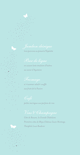 Menu de mariage Papillons (4 pages) bleu & blanc - Page 3 Menu de mariage Papillons (4 pages) bleu & blanc - Page 3