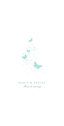 Menu de mariage Papillons bleu & blanc Menu de mariage Papillons bleu & blanc