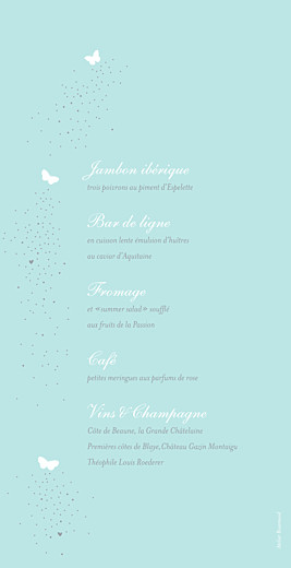 Menu de mariage Papillons bleu & blanc - Page 2 Menu de mariage Papillons bleu & blanc - Page 2