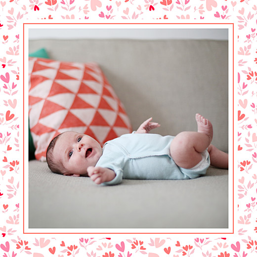 Faire-part de naissance Petit liberty coeur (triptyque) rose Faire-part de naissance Petit liberty coeur (triptyque) rose
