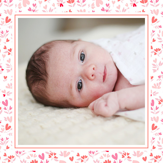 Faire-part de naissance Petit liberty coeur (triptyque) rose Faire-part de naissance Petit liberty coeur (triptyque) rose