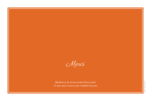 Carte de remerciement mariage Carré chic (paysage) orange - Verso