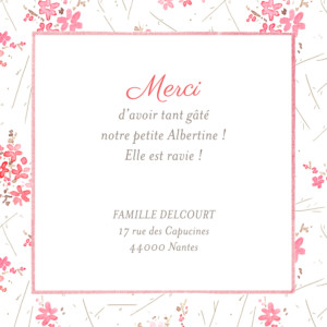 Carte de remerciement Petites fleurs des champs rose Carte de remerciement Petites fleurs des champs rose