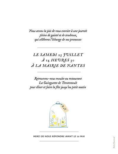 Faire-part de mariage Grand Instant fleuri blanc - Verso Faire-part de mariage Grand Instant fleuri blanc - Verso