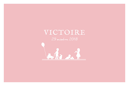 Faire-part de naissance Jeux enfants à 3 (paysage) rose garçon filles Faire-part de naissance Jeux enfants à 3 (paysage) rose garçon filles