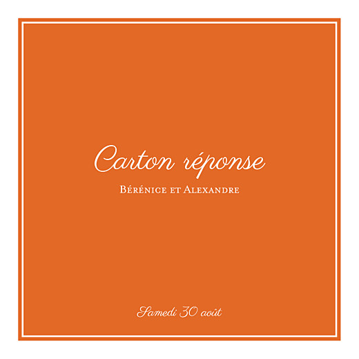 Carton réponse mariage Carré chic orange Carton réponse mariage Carré chic orange