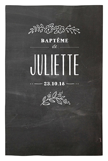 Menu de baptême Ardoise fleurs noir - Page 1 Menu de baptême Ardoise fleurs noir - Page 1