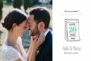Save the Date Pictos corail et vert