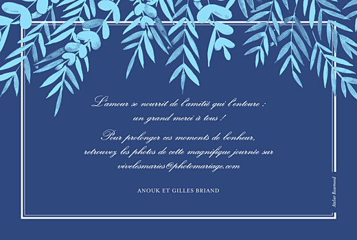 Carte de remerciement mariage Feuillage bleu - Page 2 Carte de remerciement mariage Feuillage bleu - Page 2