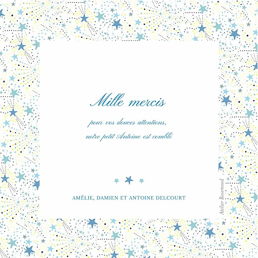 Carte de remerciement Merci liberty étoiles photo bleu - Verso Carte de remerciement Merci liberty étoiles photo bleu - Verso