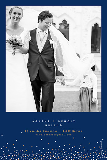 Carte de remerciement mariage Confetti bleu & blanc - Verso Carte de remerciement mariage Confetti bleu & blanc - Verso