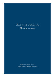 Couverture livret de messe mariage Carré chic bleu marine