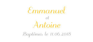 Etiquette perforée baptême Balade jumeaux jaune