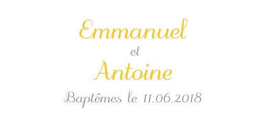 Etiquette perforée baptême Balade jumeaux jaune - Recto Etiquette perforée baptême Balade jumeaux jaune - Recto
