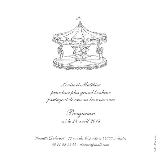Faire-part de naissance Carrousel photo blanc Faire-part de naissance Carrousel photo blanc
