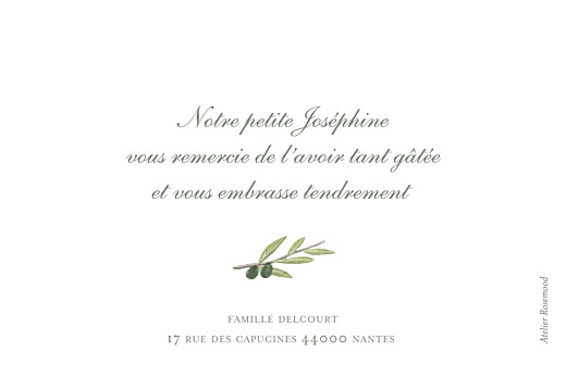 Carte de remerciement Petit olivier blanc - Page 2