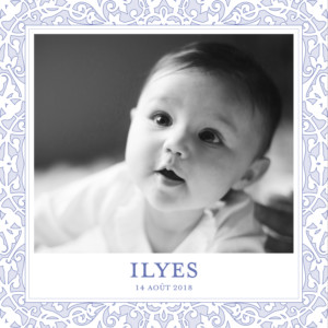 Faire-part de naissance Oriental photo bleuet Faire-part de naissance Oriental photo bleuet