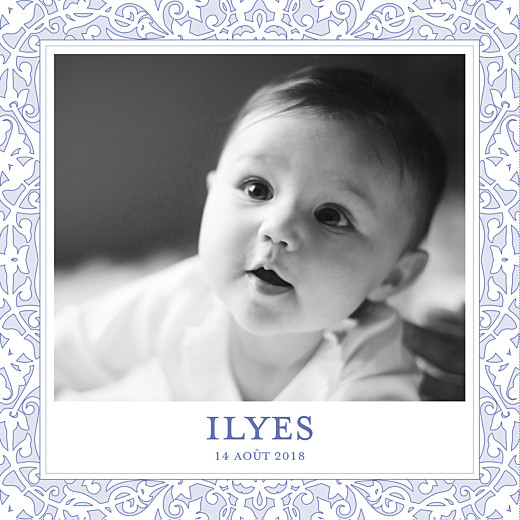 Faire-part de naissance Oriental photo bleuet Faire-part de naissance Oriental photo bleuet