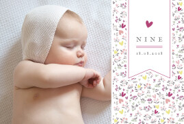 Faire-part de naissance Liberty cœur paysage prune Faire-part de naissance Liberty cœur paysage prune