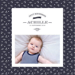 Faire-part de naissance Petit pirate 4 pages bleu Faire-part de naissance Petit pirate 4 pages bleu