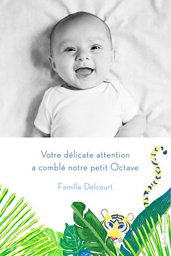 Carte de remerciement Merci jungle photo vert - Verso Carte de remerciement Merci jungle photo vert - Verso