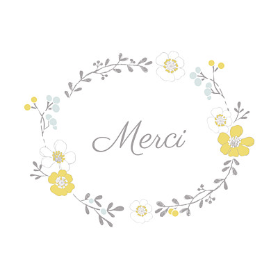 Carte de remerciement Couronne de fleurs photo blanc finition Carte de remerciement Couronne de fleurs photo blanc finition