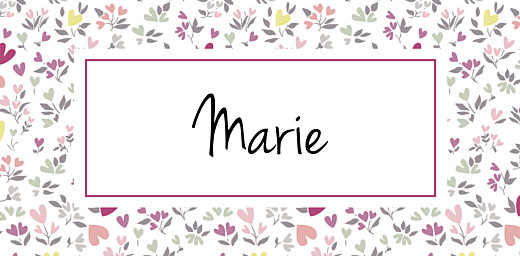 Marque-place Baptême Liberty cœur prune Marque-place Baptême Liberty cœur prune
