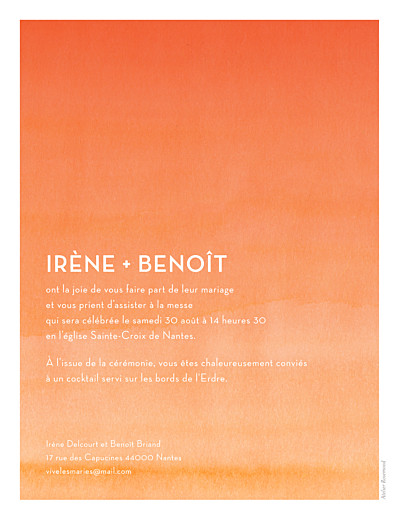 Faire-part de mariage Aquarelle portrait orange Faire-part de mariage Aquarelle portrait orange