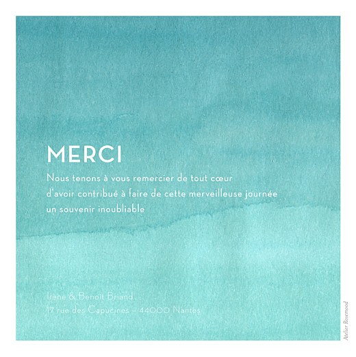 Carte de remerciement mariage Aquarelle bleu Carte de remerciement mariage Aquarelle bleu