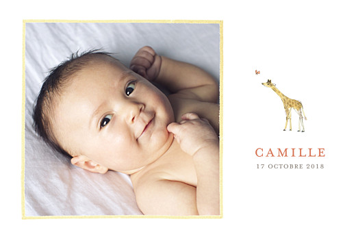 Faire-part de naissance Girafe aquarelle 5 photos blanc Faire-part de naissance Girafe aquarelle 5 photos blanc