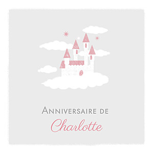 Carte d'anniversaire Château dans le ciel photo gris clair