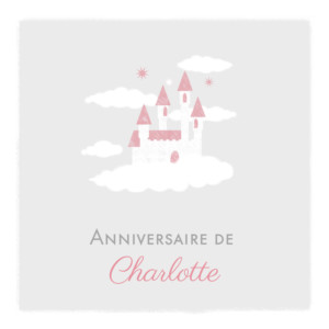 Carte d'anniversaire Château dans le ciel photo gris clair Carte d'anniversaire Château dans le ciel photo gris clair
