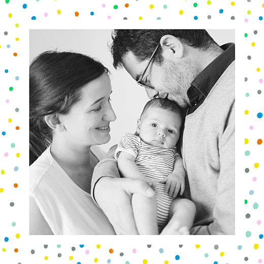 Faire-part de naissance Happy (triptyque) blanc Faire-part de naissance Happy (triptyque) blanc
