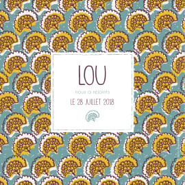 Faire-part de naissance Wax flower photo RV turquoise
