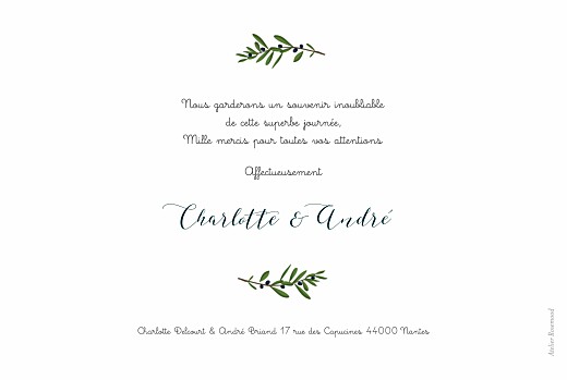 Carte de remerciement mariage Jour de fête crème Carte de remerciement mariage Jour de fête crème
