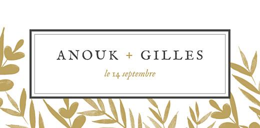 Marque-place mariage Feuillage or Marque-place mariage Feuillage or