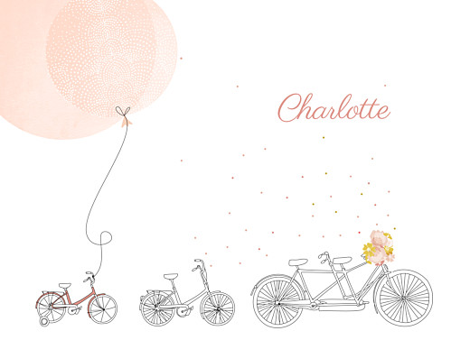 Faire-part de naissance À bicyclette triptyque paysage corail Faire-part de naissance À bicyclette triptyque paysage corail