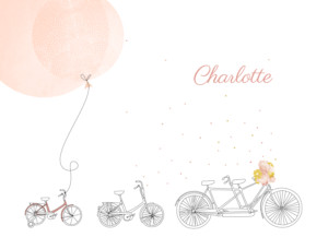 Faire-part de naissance À bicyclette triptyque paysage corail Faire-part de naissance À bicyclette triptyque paysage corail