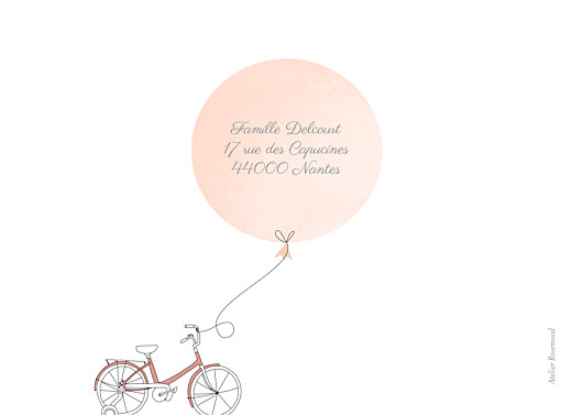Faire-part de naissance À bicyclette triptyque paysage corail Faire-part de naissance À bicyclette triptyque paysage corail
