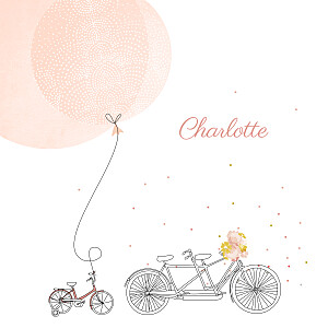 Faire-part de naissance À bicyclette (triptyque) corail Faire-part de naissance À bicyclette (triptyque) corail