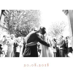 Carte de remerciement mariage Simple 4 photos (triptyque) corail Carte de remerciement mariage Simple 4 photos (triptyque) corail