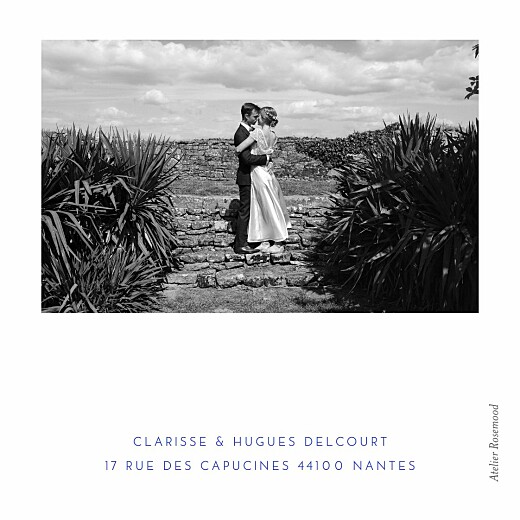 Carte de remerciement mariage Souvenir 5 photos (triptyque) bleu - Page 3