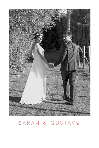 Carte de remerciement mariage Simple 1 photo portrait rose Carte de remerciement mariage Simple 1 photo portrait rose